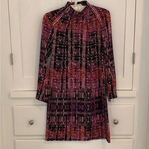 Nanette Lepore Long Sleeved Pink Printed MiniDress